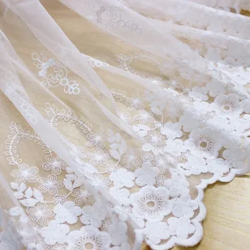 1 Ярд Шикарной тюлевой кружевной ткани с цветочной вышивкой, Хлопчатобумажной ткани в цветочек для самостоятельного шитья Свадебного платья, поставки занавесок для свадебного платья