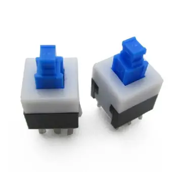 10ШТ 8 * 8 мм 8x8 мм Синий колпачок, самоблокирующийся квадратный кнопочный переключатель