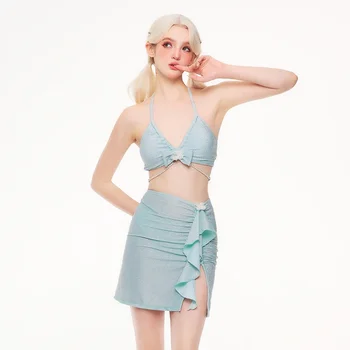 2024 Новый купальный костюм Женская юбка-тройка с разрезом в стиле Sexy Spicy Girl Instagram В стиле бикини для похудения с горячей весной