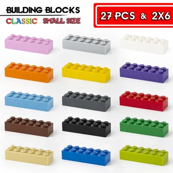 27 шт. строительный блок базовые аксессуары 2X6 точечный кирпич для развивающего творчества совместим со всеми брендами детских игрушек