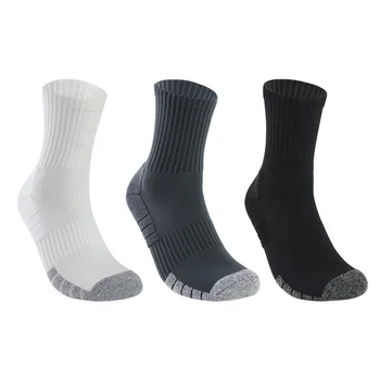 5 пар мужских спортивных носков, Утепленное полотенце снизу, Дышащие износостойкие, впитывающие пот баскетбольные тренировочные носки средней длины