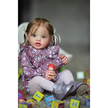 60-сантиметровая кукла для новорожденных малышей Reborn Lottie Princess Girl Реалистичная мягкая на ощупь 3D-художественная кукла с волосами ручной работы