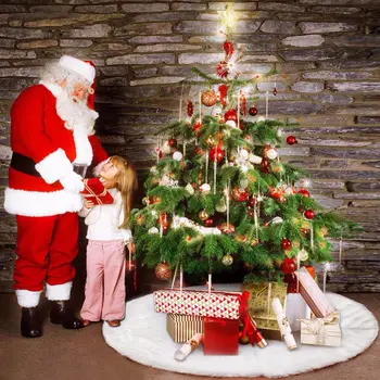 90 см/120 см Снежная плюшевая юбка для Рождественской елки, базовый коврик для Рождественской вечеринки