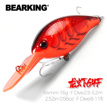 Bearking горячая модель, рукоятка рыболовной приманки A + 64 мм 16 г 6 цветов на выбор для погружения на 2,5-3,2 м. жесткая приманка для рыболовных снастей