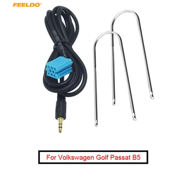 FEELDO 1 компл. Автомобильный 3,5 мм Стерео Аудио Кабель-Адаптер Aux Input С Ключевыми Инструментами Для Volkswagen Golf Passat B5 Bora Polo Blaupunkt
