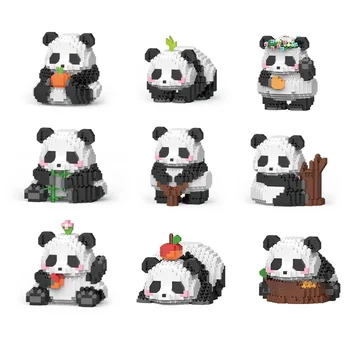 Kawaii Panda Life Micro Building Blocks Милая модель животного Huahua Mini Bricks Фигурка Детские Игрушки для друзей Подарки Санта Клауса на День Рождения