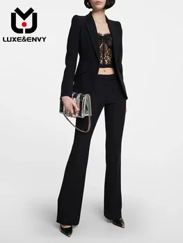 LUXE & ENVY 2023 Весна и осень Новый модный стиль Slim Fit с одной пуговицей, однотонный женский пиджак с длинным рукавом