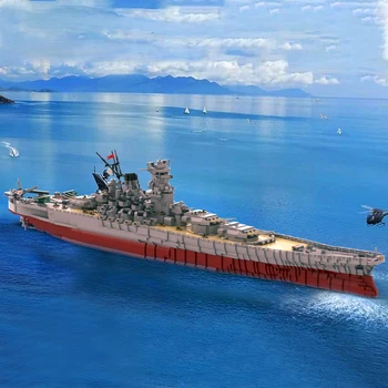 MOC?IJN Yamato 1:200 Масштаб Военных Кораблей Кирпичи Военное Дело Фрегат Оружие Боевой Корабль Линкор Строительный Блок Модель Детская Игрушка
