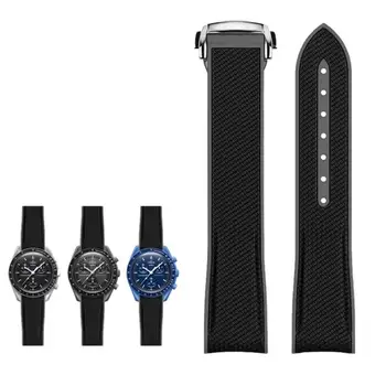 PCAVO 20 мм Ремешок Для Часов Omega X Swatch Joint MoonSwatch celestial Sports С Изогнутым Концом Ремешок для часов НОВЫЙ Резиновый Силиконовый