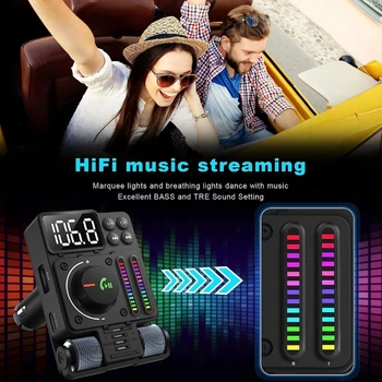 Автомобильный MP3-плеер, совместимый с Bluetooth, Беспроводной FM-передатчик 5.3 PD30W, Сверхбыстрая Зарядка, Поворотный светодиодный экран на 180 градусов