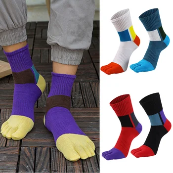 Баскетбольные носки средней длины для мужчин, дышащие Чулочно-носочные изделия, Носки для ног, Носки с пятью пальцами, хлопок, впитывающий пот, Calcetines Hombre