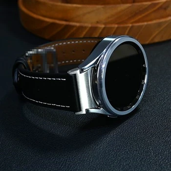 Без Зазоров Кожаный Ремешок для Samsung Galaxy Watch 4 5 Pro 6 Classic 44 мм 40 мм 43 мм 47 мм Быстросъемный Браслет Galaxy Watch 4 5 Pro 6