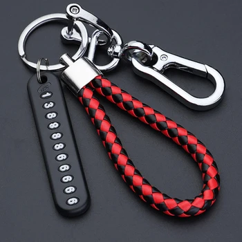 Брелок для ключей с замком, кожаный брелок для ключей, номерной знак телефона, защита от потери автомобильного брелка для ключей