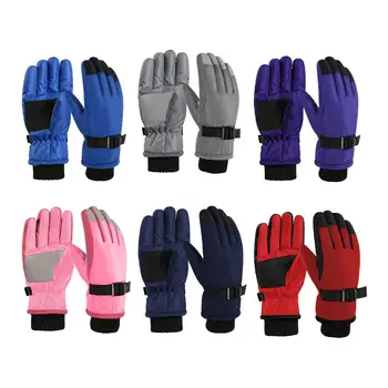 Детские перчатки Зимние лыжные перчатки Ветрозащитные внутренние плюшевые перчатки Перчатки для холодной погоды для детей при ходьбе на велосипеде, беге