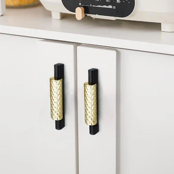 Длинные ручки для мебельной фурнитуры Ручки ящиков кухонного шкафа из алюминиевого сплава Золотисто-черные Ручки для дверцы шкафа