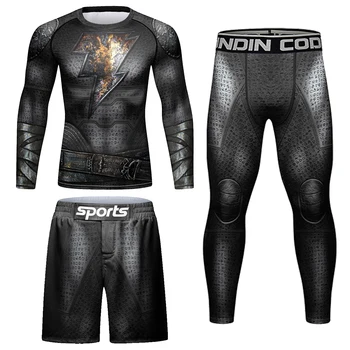 Длинный компрессионный костюм Cody Lundin с защитой от ультрафиолета, мужской комплект Rashguard, спортивный костюм для фитнеса с индивидуальным логотипом, Быстросохнущий мужской комплект спортивной одежды