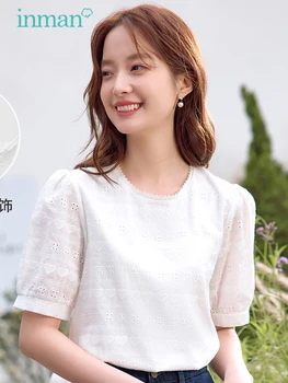 Женская блузка INMAN 2023, Летние Свободные рубашки с круглым вырезом и рукавом 