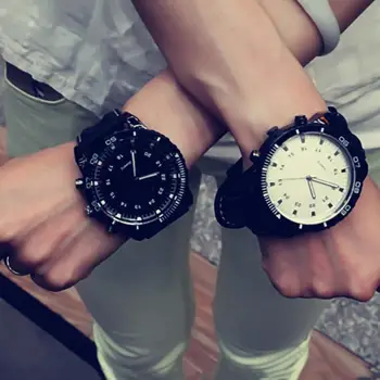 Женские Мужские спортивные часы Унисекс, пара часов, ремешок из искусственной кожи, модные аналоговые часы для влюбленных, наручные часы с большим циферблатом, часы Reloj