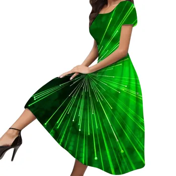 Женское Весенне-летнее Модное Темпераментное Элегантное зеленое платье с тематическим принтом для клубной вечеринки, Офисное Женское платье Оверсайз
