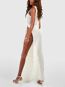 Женское макси-платье с цветочным принтом, открытыми плечами, гофрированным подолом и регулируемой завязкой на талии, летняя пляжная одежда
