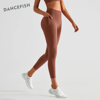 Женщина-танцовщица, обтягивающие укороченные брюки, дизайн боковых карманов, фитнес на открытом воздухе, бег, спортивные тренировки, повседневная одежда, леггинсы для йоги