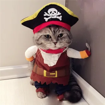 Забавный костюм кошки-собаки, креативный костюм кота-пирата, Карнавальные костюмы на Хэллоуин, костюмы Котенка-корсара, переодевание для вечеринок