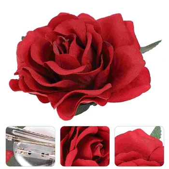 Заколки для волос Yarnow с светло-красными розами, заколка для волос в виде искусственного цветка, 3D Брошь в виде розы, большая тканевая заколка в цветочек.