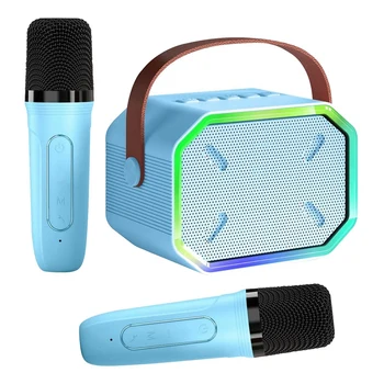 Караоке-машина для детей и взрослых, портативный Bluetooth-динамик с 2 беспроводными микрофонами для телевизора, домашняя вечеринка по случаю дня рождения