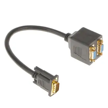 Конвертер VGA 1 мужской в двойной 2 VGA женский адаптер Y кабель для проектора