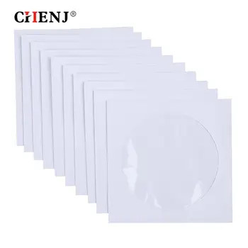 Конверты для хранения Прозрачное Окошко Чехол с клапаном Белый Сложенный бумажный пакет 10/50шт Бумажные рукава для CD DVD дисков 12,5 см