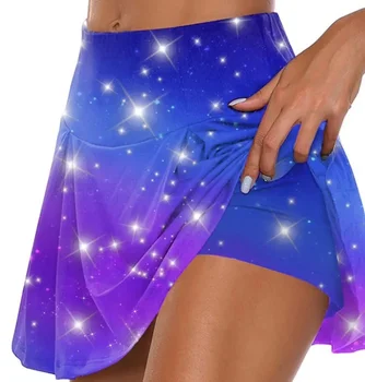 Короткая танцевальная юбка для спортзала, женские спортивные шорты, теннисная юбка, женские шорты для бега 2 В 1, шорты для фитнеса, юбка-брюки