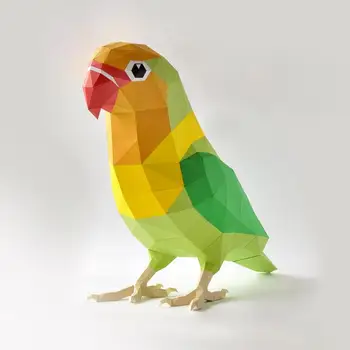 Креативная 3D Бумажная Модель Love Bird Parrot DIY Animal Ornament Decoration Papercraft Игрушки Оригами Ручной Работы Для Мальчиков И Девочек