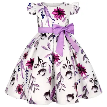 Летнее платье с цветочным рисунком для маленьких девочек, платья на День рождения, свадебные вечеринки, детское рождественское платье принцессы, детская одежда для девочек