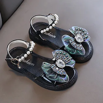 Летние сандалии принцессы для девочек, сандалии с открытым носком и бантиком, модная детская обувь с мягкой подошвой, сандалии для маленьких девочек 12-18 месяцев