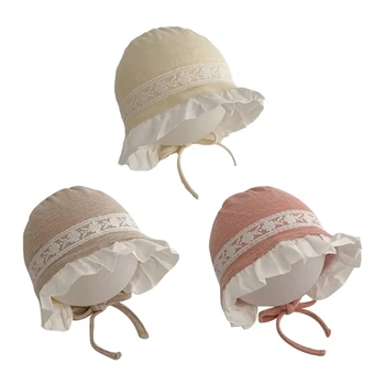 Летняя кружевная шляпка для маленькой девочки, мягкая шапочка для новорожденных, пляжные солнцезащитные шляпки принцессы QX2D