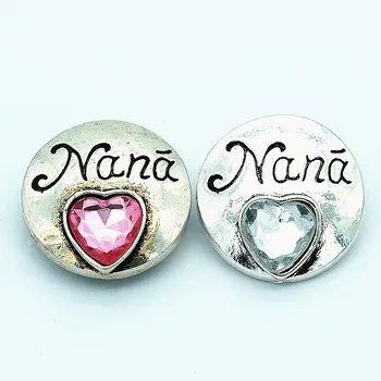 Мода красота элегантное сердце Горный хрусталь NANA 18 мм кнопки-защелки подходят для браслета-защелки ювелирные изделия оптом KZ3126