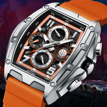 Модные мужские часы бренда LIGE, роскошные квадратные кварцевые наручные часы, водонепроницаемые Военные часы с хронографом Для мужчин, Relogio Masculino