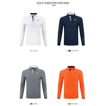 Мужские рубашки для гольфа PGM, мужская футболка с длинными рукавами, мужская рубашка поло для занятий спортом на открытом воздухе, топ с защитой от скатывания, длинный рукав, мужская зима, теплая, мягкая
