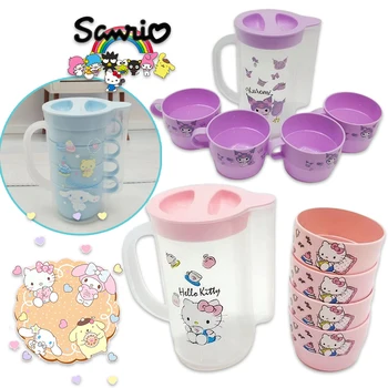 Набор Из 5 предметов Sanrio Hello Kitty Пластиковый Кувшин Для Холодной Воды Kuromi Cinnamoroll Домашний Чайник Для Холодной Воды Набор Для Питья Чая 1000 МЛ