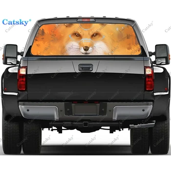 наклейка на окно с изображением животного лисы, графическая Декоративная наклейка на грузовик из ПВХ, перфорированная виниловая универсальная наклейка