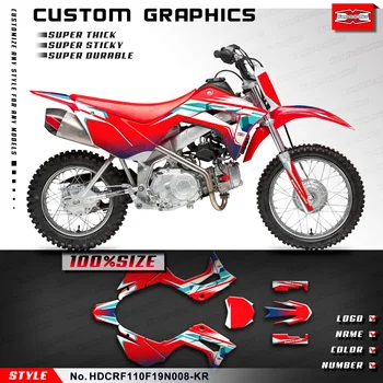 Наклейки для Мотокросса С графикой Кунг-Фу, Комплект Наклеек для мотоциклов, Оберточная бумага для Honda CRF110F 2019 2020 2021 2022 2023 2024 HDCRF110F19N008-KR