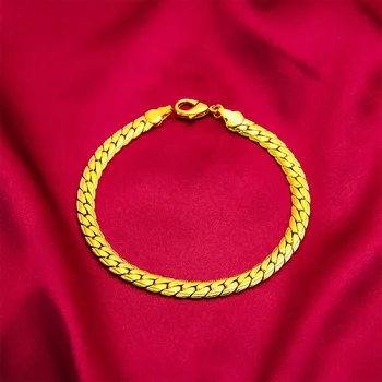 Не Выцветающий Толстостенный Золотой браслет-цепочка в стиле хип-хоп, Кубинская цепочка, женский мужской браслет на руку, оригинальные модные украшения