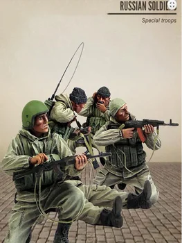 Неокрашенный комплект 1/35 Российского спецназа-5 фигурок, Историческая фигура, Набор из смолы, Миниатюра
