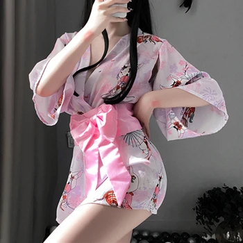 Новое Летнее платье-кимоно в стиле Pure Lust с искушением и забавным нижним бельем в Японском стиле с принтом на талии в виде бабочки