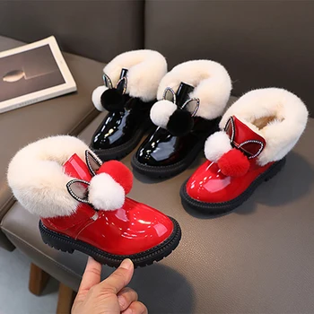 Новые зимние детские зимние ботинки 2023 года, модные и милые короткие сапоги для девочек с круглой головкой из плюша и теплые хлопковые ботинки