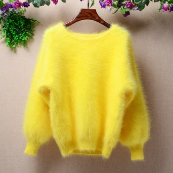 Новые пуловеры из натурального кашемира и норки, женский модный вязаный свитер с круглым вырезом и длинным рукавом, бесплатная доставка C001