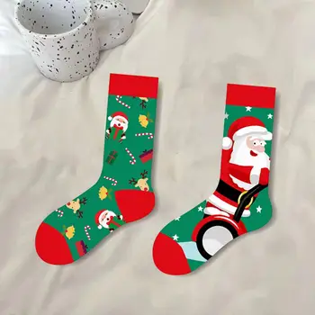 Носки с Санта-Клаусом, красочные зимние носки с мультяшным принтом, противоскользящие толстые трикотажные дышащие теплые спортивные носки для взрослых, Рождественские носки