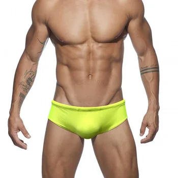 Однотонный модный мужской купальник-боксер с низкой талией, сексуальные блестящие Мягкие плавательные шорты