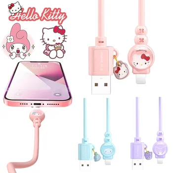 Оригинальный кабель Sanrio Hello Kitty 5A USB Type C, кабель для быстрой зарядки, качественный кабель для Iphone Samsung, кабель для быстрой зарядки, новый