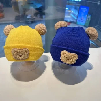 Осенне-зимние детские шапки Winter Bear Cute Super Cute Baby Treasure Теплые вязаные шапки для мужчин и женщин